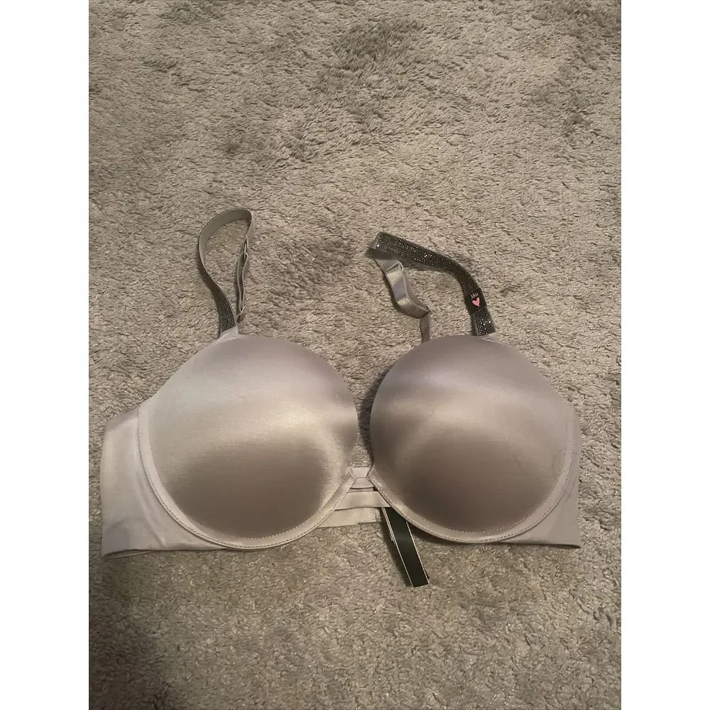 Victoria's Secret Very Sexy Push-up Bra Rhinestone Shine Straps 38C‎ Pebble NWT - Picture 6 of 6